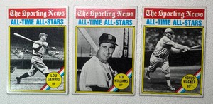 1976 Topps 3-Card All Time All Stars Vintage Baseball Card Lot