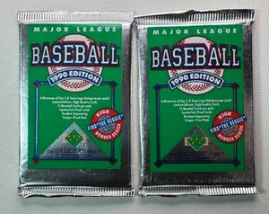 2 Packs of 1990 Upper Deck Baseball Cards (Reggie Jackson Auto Chase)