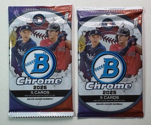 2 Packs of 2025 Bowman Chrome Baseball Cards (3)