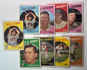 9-Card 1959 Topps Vintage Baseball Card Lot
