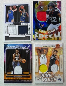 4-Card BasketballFootball Relic Card Lot