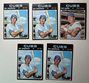 5-Card 1971 Topps Chicago Cubs Vintage Baseball Card Lot