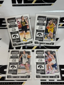 Cailtin Clark 4 RC Set 2023-23 Contenders Basketball Season Ticket #1, 2, 3, 4 Basketball Rookie Cards