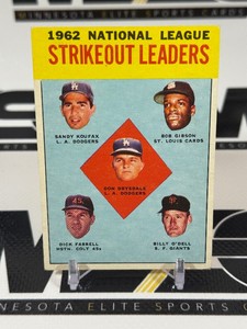 1963 Topps NL Strikeout Leaders #9 - Sandy Koufax, Don Drysdake, Bob Gibson Vintage Baseball Card