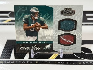 Donovan McNabb 75 JERSEY MATCH Dual Relic Game-Used Football and Jersey 2003 Playoff Honors #GDS2 Numbered 0575 Football Card