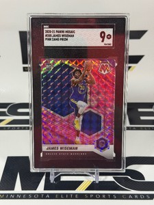 James Wiseman RC SGC 9 Mint Graded Slab 2020-21 Mosaic Pink Camp Prizm #205 Rookie Basketball Card