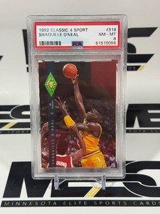 Shaquille ONeal RC PSA 8 NM-MT Graded Slab 1992 Classic 4 Sport #318 Rookie Basketball Card