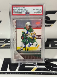 Kirill Kaprizov AUTOGRAPHED RC PSADNA Certified Authentic Slab 2020-21 Upper Deck Extended Series Rookies #T-87 Minnesota Wild Signed Rookie Hockey Card