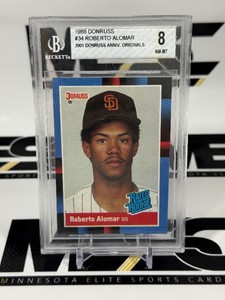 Roberto Alomar Beckett Graded 8 NM-MT Slab 1988 Donruss #34 Rated Rookie 2001 Donruss Anniversary Originals Baseball Card