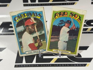 1972 Topps 2 Card Lot - Yastrzemski and Brock (marked) - Vintage Baseball Cards