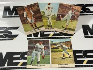 1961 Golden Press Baseball 5 Card Lot - Johnson, Cochrane, Dean, Grove, Vance