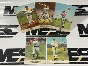 1961 Golden Press Baseball 5 Card Lot - Baker, Ott, Foxx, Hornsby, Collins