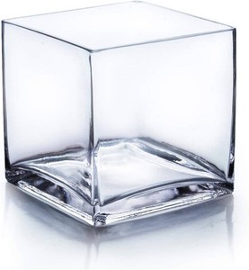 $28 WGV Cube Glass Vase, Candle Holder, 7x7x7, Clear Elegant Floral Accent Container Planter Terrarium Storage for Wedding Party Ceremony Event Office Home Decor, 1 Piece