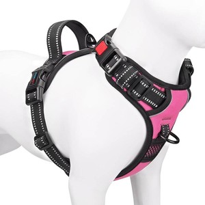 $22 PHOEPET No Pull Dog Harness Medium Reflective Front Clip Vest with Handle,Adjustable 2 Metal Rings 3 Buckles,Easy to Put on & Take Off(M, Pink)