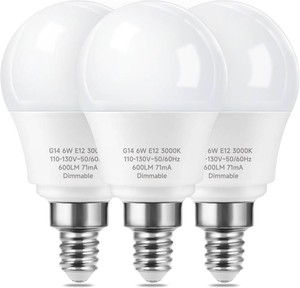 A15 LED Ceiling Fan Light Bulbs with E12 Base, Dimmable, 3000K Warm White  Energy Efficient 6W Equivalent 60 Watt, Chandelier Light Bulbs for Ceiling Fan Candelabra, 3 Packs
