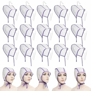 WILLBOND 20 Pcs Highlighting Caps, Hair Highlight Cap Bulk, Disposable Highlight Tipping Caps, Hair Coloring Dyeing Cap with 2 Pcs Metal Hooks for Salon Home, Highlighting Coloring Supplies (Purple)