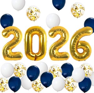 Graduation Party Supplies 2026 Decorations Kit, Gold 2026 Balloons  Navy Blue Gold and White Balloons Set, Navy Blue and Gold Graduation Decorations 2026, Class of 2026