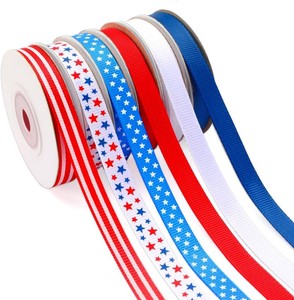Patriotic Ribbon, 6 Rolls 60 Yards Red White Blue Grosgrain Ribbons  38 Wide 4th of July Ribbons, Patriotic Star Stripes Fabric Ribbon for Gift Wrapping DIY Craft, Independence Day Party Decor
