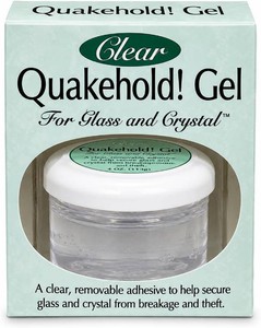 Quakehold 22111 Gel for Glass and Crystal, Clear, 4oz  Clear Earthquake Gel for Glass, Crystal, Collectibles & Figurines, Removable Museum Gel Helps Prevent Tipping & Breakage