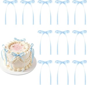 30 Pack Bow Cake Toppers Light Blue Ribbons Bows for Cake  Coquette Themed Baby Blue Bow Birthday Decorations for Baby Shower, Birthday, Wedding, Bachelorette Party Supplies