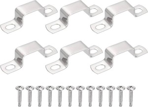 uxcell 6Pcs U Shape Square Tube Clamp, 30x20mm U Shaped Bracket 304 Stainless Steel Square Strap Clamp with Phillips Head Self Drilling Screws for Pipes Door Closed Bar Holder Railings