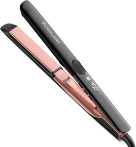 $25 Annlary Hair Straightener 1 Inch Flat Iron and Curler 2 in 1 Titanium Ceramic Ionic Dual Voltage Straightener with Heat-Resistant Silicone, for Less Frizz, Shinier & Smoother