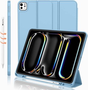 iMieet iPad Pro 13 Inch Case (M5M4) 20252024 with Pencil Holder, Trifold Stand Smart Case with Soft TPU Back, Auto WakeSleep (Azure Blue)