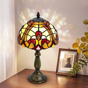 $50 12 Stained Glass Tiffany Style Table Lamp, Baroque Accent Light