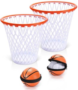 $37 Set of 2 Basketball Trash Can - 2 Zippered Shooting Balls - Perfect Basketball Gift - Boys Room Decor - Easter basket for Dorm or Home Office - Kids Bedroom Wastebasket - Sport Party- Size 12x12x12 (SET OF ONE NET AND ONE BALL)