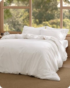 $65 Bedsure PureWoven 100% Cotton Slub Weave Duvet Cover Set, Full Set, 3-PC