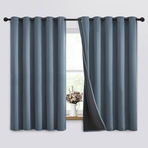 $46 SimpleHome Stone Blue 100% Blackout Curtains Room Darkening Living Room 63L