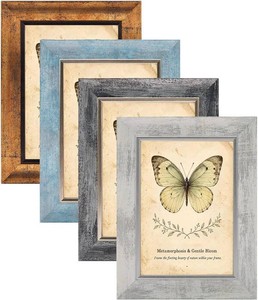 XUANLUO 5x7 Picture Frames Set of 4 Rustic Retro Photo Frame with HD Plastic Cover for Wall Mount and Tabletop Display Family Friends Wedding Gift