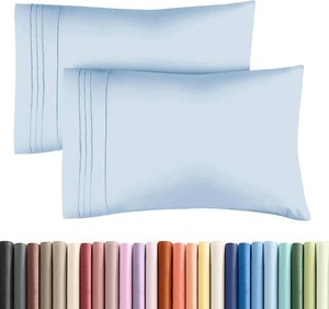 Queen Pillow Cases Set of 2 - Ultra Soft Cozy Pillowcase Covers - Sky Blue