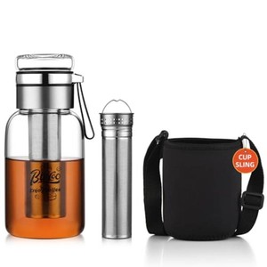 $21 Bincoo Glass Cold Brew Coffee Maker with Extended Fine Mesh Filter, Tea Infuser Bottle Iced Coffee Maker with Thick Borosilicate Glass (500ml17oz)