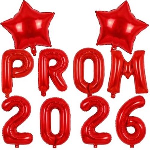 Red Prom Balloons 2026, 16 Inch Prom 2026 Balloons for Proms Decorations 2026 Preschool College Graduation Party Decorations Supplies