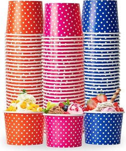 $26 LITOPAK 120 Pack 16 oz Ice Cream Cups, Disposable Paper Dessert Cups