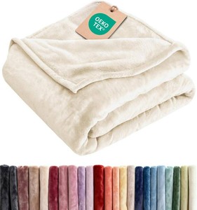 $30 Fleece Blanket Twin Size - Ultra-Soft Warm Flannel Fleece Blanket - Cream