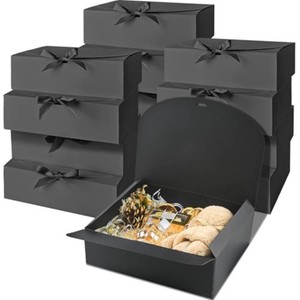 Ocmoiy Gift Boxes with Lids, 12 Pack, 10.6 x 7.8 x 3.1 Inch, Black