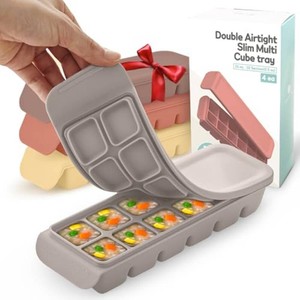 $45 Baby Food Freezer Tray with Lid, Platinum Silicone 12-Cube 0.5 oz, 4ea Mix