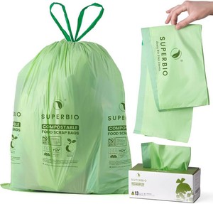 $23 SUPERBIO 13 Gallon Compostable Drawstring Kitchen Waste Bag, 30 Count