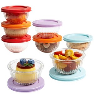 Freshmage Small Glass Bowls with Lids, 8 Pack 6.25 Oz Meal Prep Bowls Set
