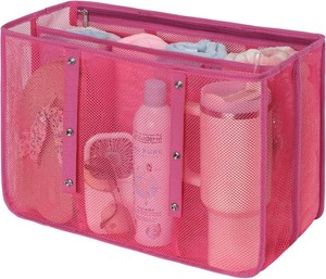 F-color Beach Bag Organizer Insert - Mesh Tote Divider with Pockets, Pink