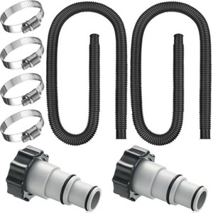 $30 Saintrygo 2 Pack Thickened Pool Hose for Above Ground Pools 1.5 Inches Diameter 59 Inches Length Replacement Swimming Pool Pump Hose with 4 Pcs Clamps and 2 Replacement Adapter (Black)