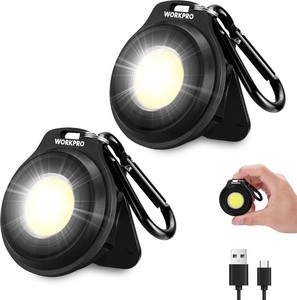 WORKPRO COB Keychain Work Light, 2PCS Rechargeable Mini Keychain Flashlight