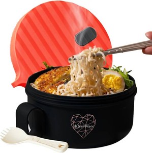 Microwave Ramen Bowl 40oz, Ramen Cooker with Lid, College Dorm Gift, Red