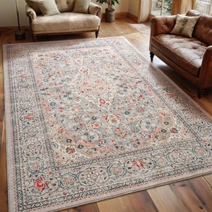 $30 Goideal Washable Rug 4x6, Beige Area Rugs Non Slip, Indoor Low Pile Carpet with Rubber Backing for Living Room Kitchen Bathroom Entryway Office Bedroom