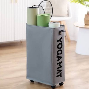 Twira Yoga Mat Storage Racks, Home Gym Storage Rack for Foam Roller, Yoga Strap and Resistance Bands, Workout Equipment Corner Storage Organizer with Wheels