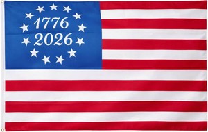 USA 250th America Anniversary 1776-2026 Betsy Ross Flag 3x5 Ft   Historic 13 Star American Flag - Lightweight Poly-Cotton Patriotic Flag for Home Yard Porch Events Indoor Outdoor (USA 1776 2026)