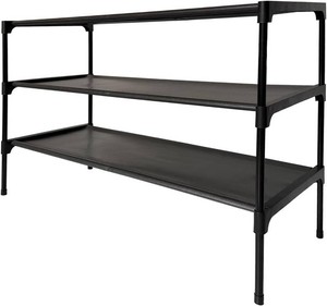 Shoe Rack - 3 Tier Non-Woven Shoe Rack Shelf, Shoe Organizer for Apartments, Dormitories, Closets, Entryways, Garages and Corridors, Stackable Shoe Shelves, Black