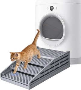 $40 Adjustable Litter Box Step, Elevated Cat RampStairs with Filter Function, Anti-Tracking, Easy to Clean, Fits Automatic Litter Boxes, for Small & Elderly Cats, Non-Slip(Grey)